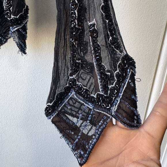 Vintage For Joseph Sheer Embellished Silk Top Sz S - Picture 13 of 16